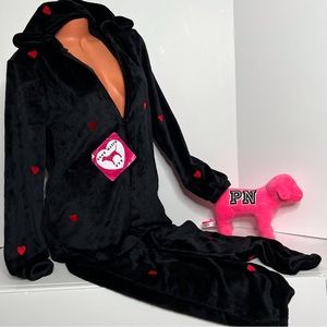 Victoria’s Secret PINK XS/S Onesie Pajamas Super Soft Plush Teddy Embroidery